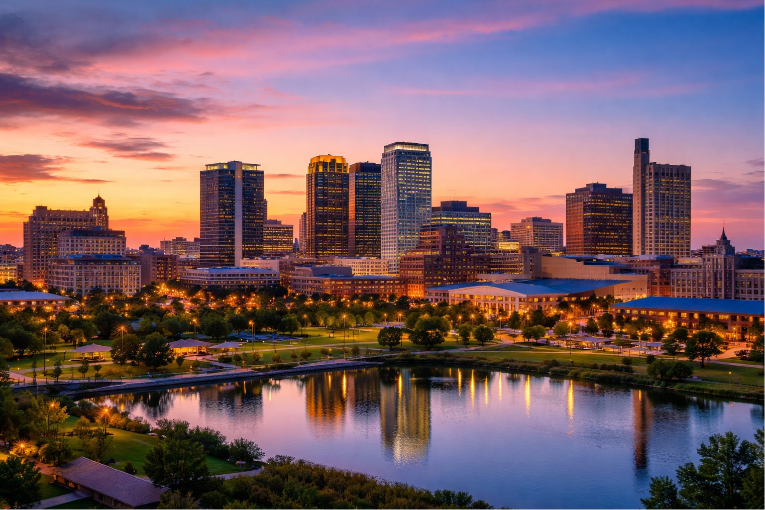 Birmingham, Alabama skyline at sunset